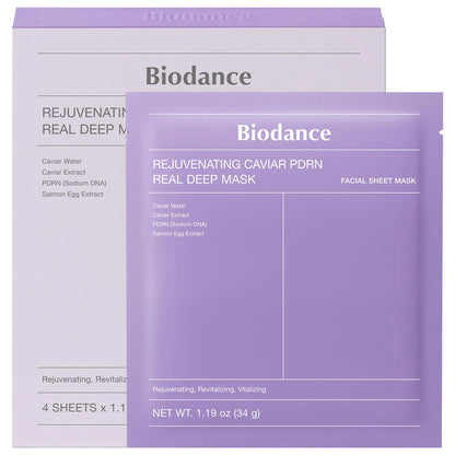 Pre-orden: Biodance | Rejuvenating Caviar PDRN Real Deep Mask - 4 Pack for Natural Skin Renewal & Firming