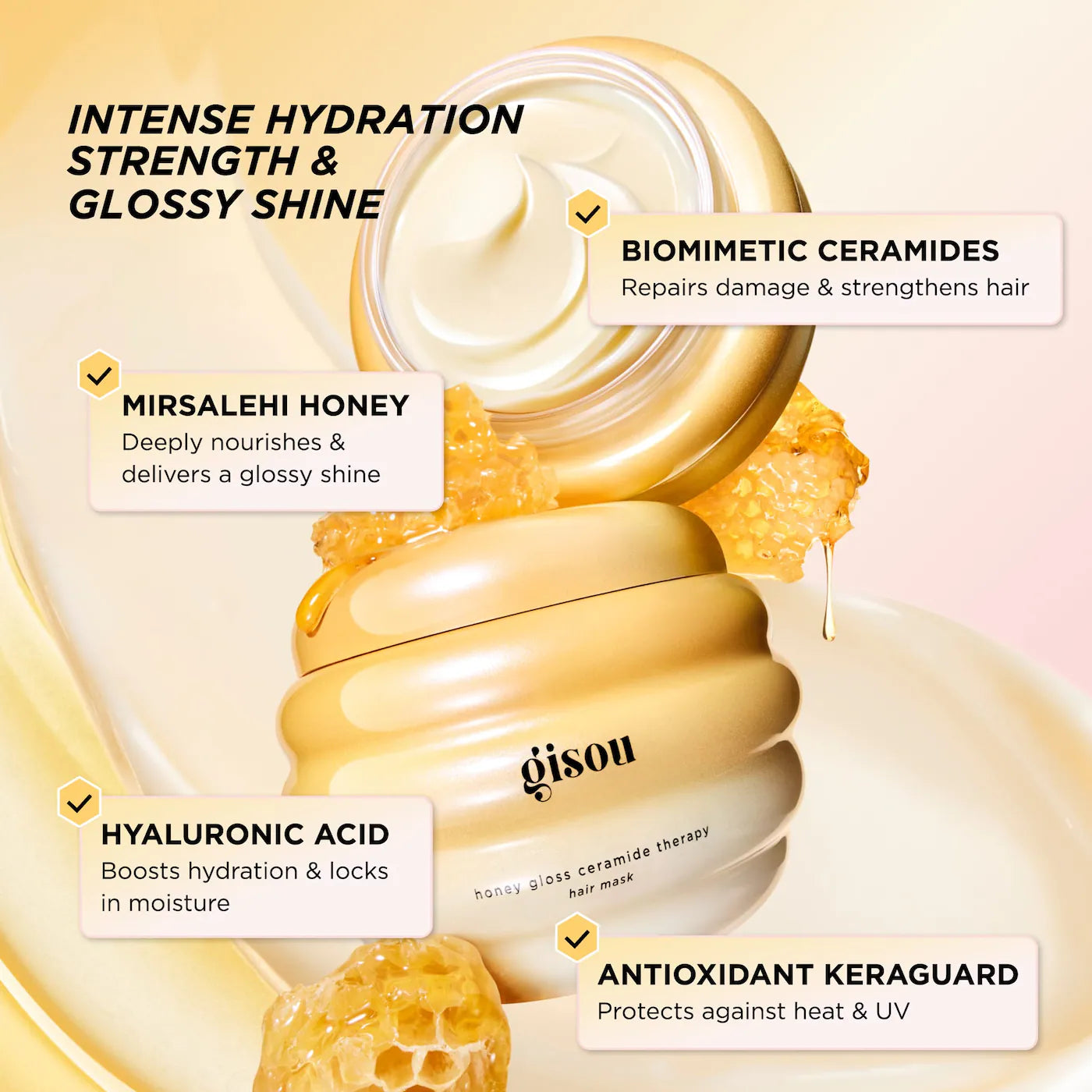 Pre-orden: Gisou | Honey Gloss Ceramide Therapy Hydrating Hair Mask Duo
