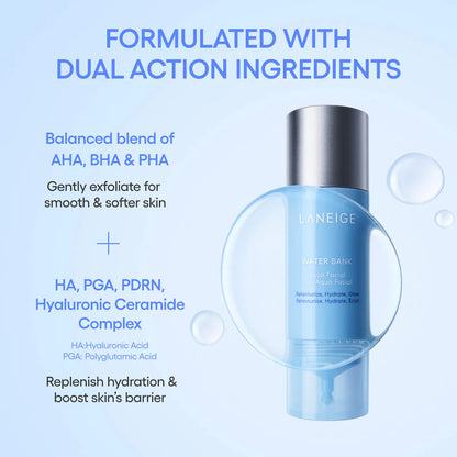 LANEIGE | Water Bank Aqua Facial Serum BHA + AHA - Gently Exfoliate, Hydrate & Glow (Sérum Facial Aqua con BHA y AHA para Exfoliación Suave, Hidratación y Luminosidad) | Pre-orden