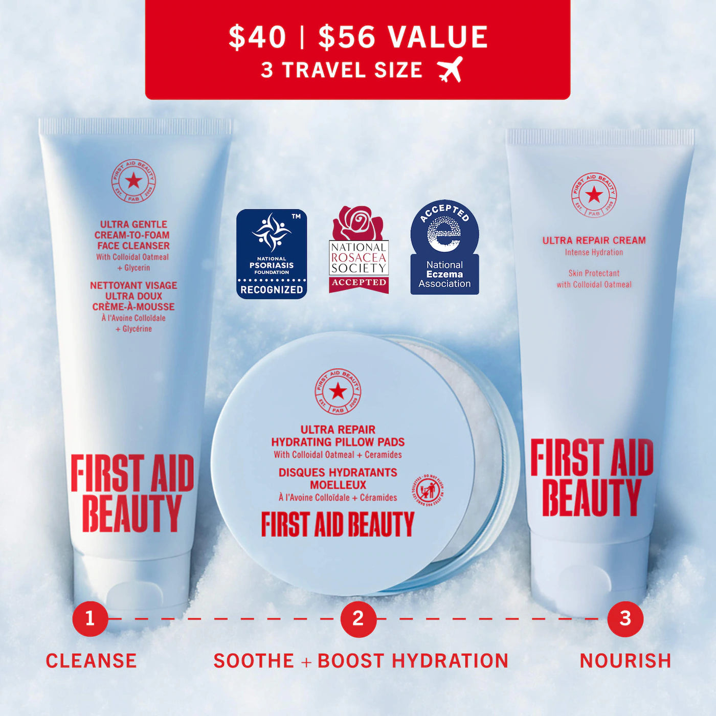 First Aid Beauty | Dry Skin Rescue Kit to Hydrate and Soothe (Set de Rescate para Piel Seca Hidratante y Calmante) | Pre-orden