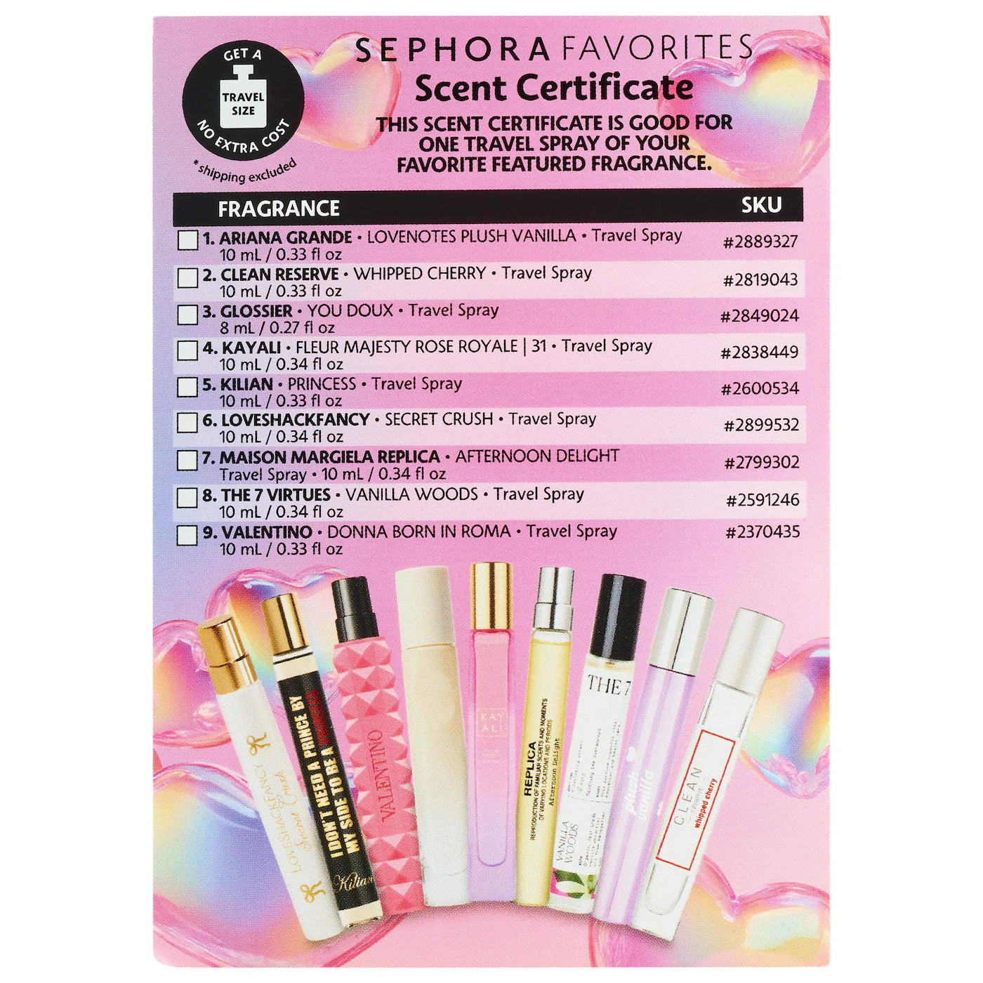 Sephora Favorites | Love at First Scent Travel Spray Sampler Set w/ Redeemable Voucher (Set de Perfumes en Spray de Viaje Love at First Scent) | Pre-orden
