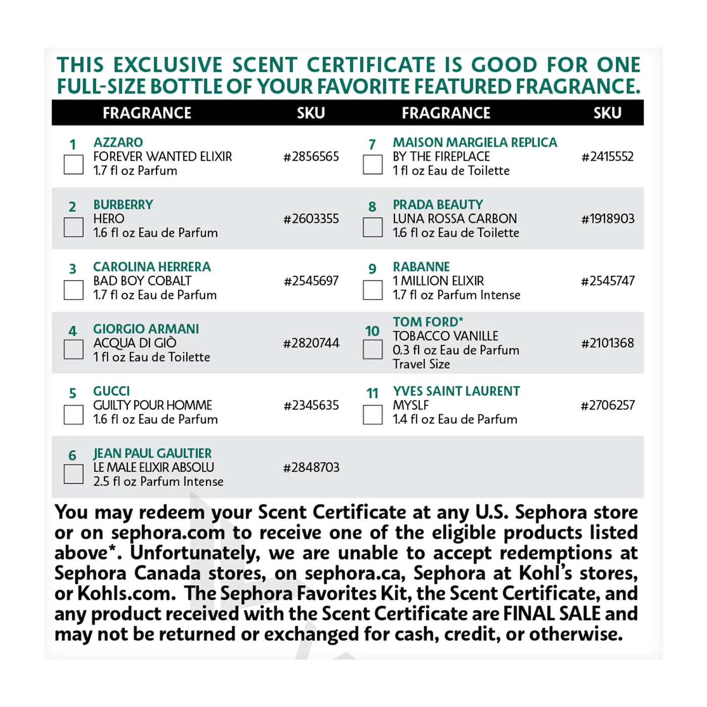 Sephora Favorites | The Essential Men's Fragrance Cologne Sampler Set w/ Redeemable Voucher (Set Esencial de Fragancias para Hombre) | Pre-orden