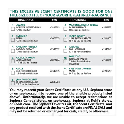 Sephora Favorites | The Essential Men's Fragrance Cologne Sampler Set w/ Redeemable Voucher (Set Esencial de Fragancias para Hombre) | Pre-orden