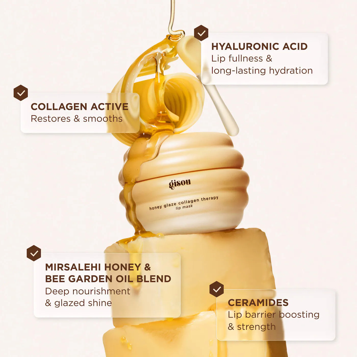 Gisou | Honey Glaze Collagen Therapy Lip Mask (Mascarilla Labial con Colágeno de Tratamiento Intensivo) | Pre-orden