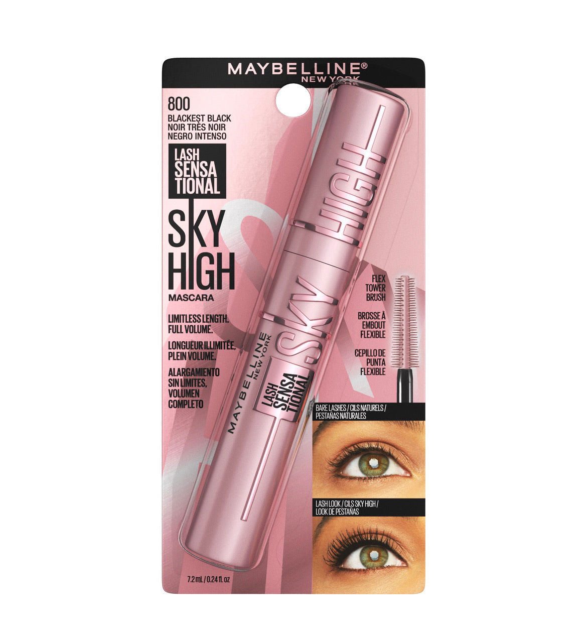 Maybelline Lash Sensational Sky High Washable Mascara Makeup - Blackest Black