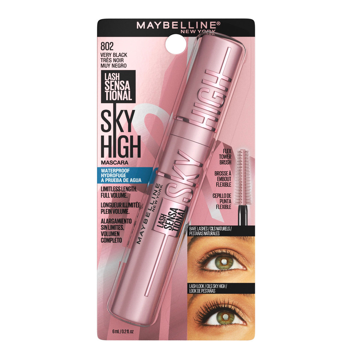 Maybelline Lash Sensational Sky High Waterproof Mascara Makeup - Very Black