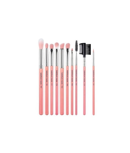 Bdellium Tools | Pink Bambu Eyes Only 10PC. Brush Set With Roll-up Pouch