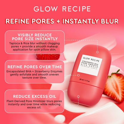 Glow Recipe | Strawberry BHA Pore-Smooth Blur Drops | 1 oz / 30 mL