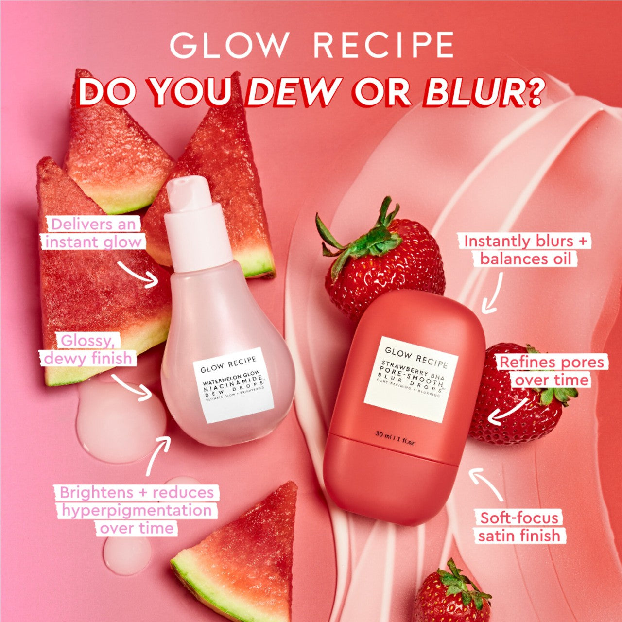 Glow Recipe | Strawberry BHA Pore-Smooth Blur Drops | 1 oz / 30 mL