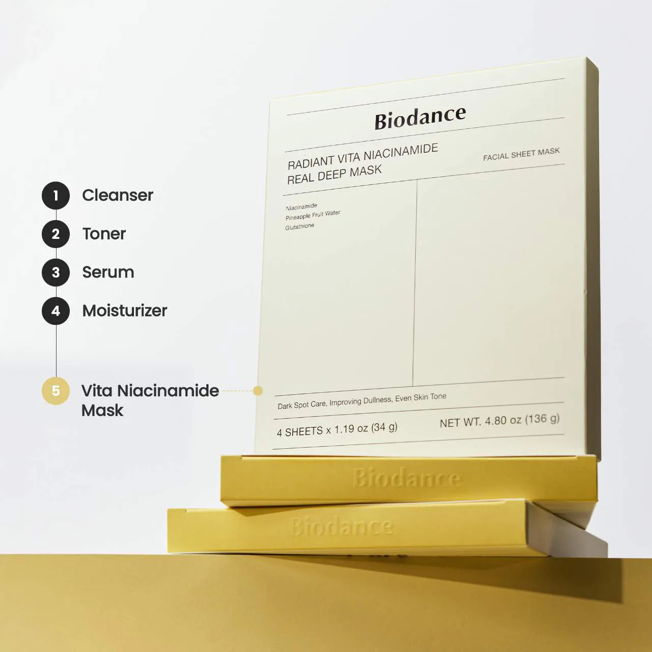 Pre orden: Biodance | Radiant Vita Niacinamide Real Deep Mask - 4 pack for Brightening Dull & Dark Spot Care - Imagen 8